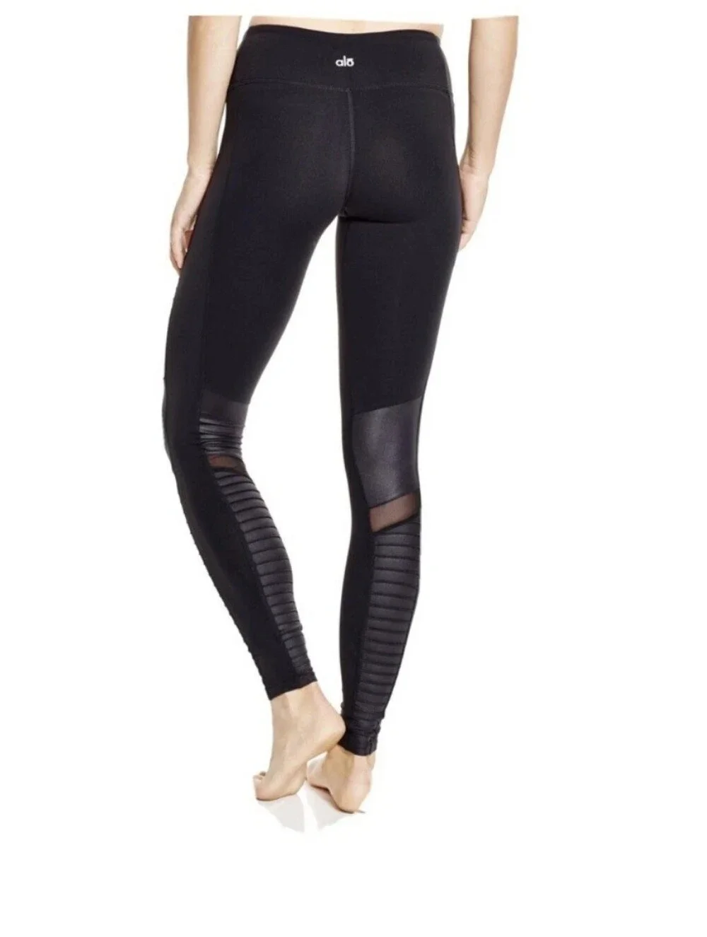 ALO Yoga Black Moto-Style Panel Leggings Size M